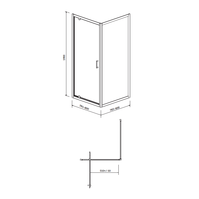 Cersanit Arteco kabina przezroczysta kwadratowa 80x80X190 + brodzik tako 80cm wys 4cm zestaw