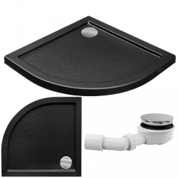 Besco Brodzik półokrągły Aron 90x90 czarny z syfonem