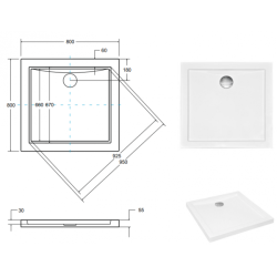 Besco brodzik kwadratowy Aquarium 80x80 z syfonem