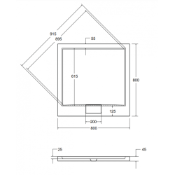 Besco brodzik kwadratowy Axim 80x80 z syfonem