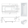 Besco wanna prostokątna Modern 150x70 z zabudową LED, syfonem i nóżkami