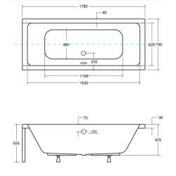Besco Quadro wanna 180x80 akrylowa z obudową z nóżkami i syfonem