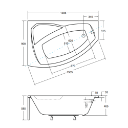Besco Rima wanna 140x90 lewa akrylowa z obudową z nóżkami i syfonem
