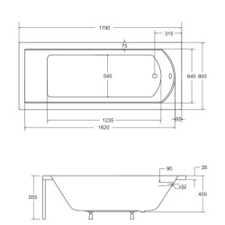 Wanna prostokątna Besco Shea 180x80 cm z akrylu, zestaw z syfonem i nóżkami