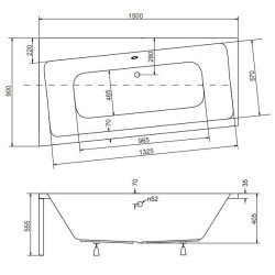 Wanna asymetryczna lewa INFINITY 150x90 ze stelażem