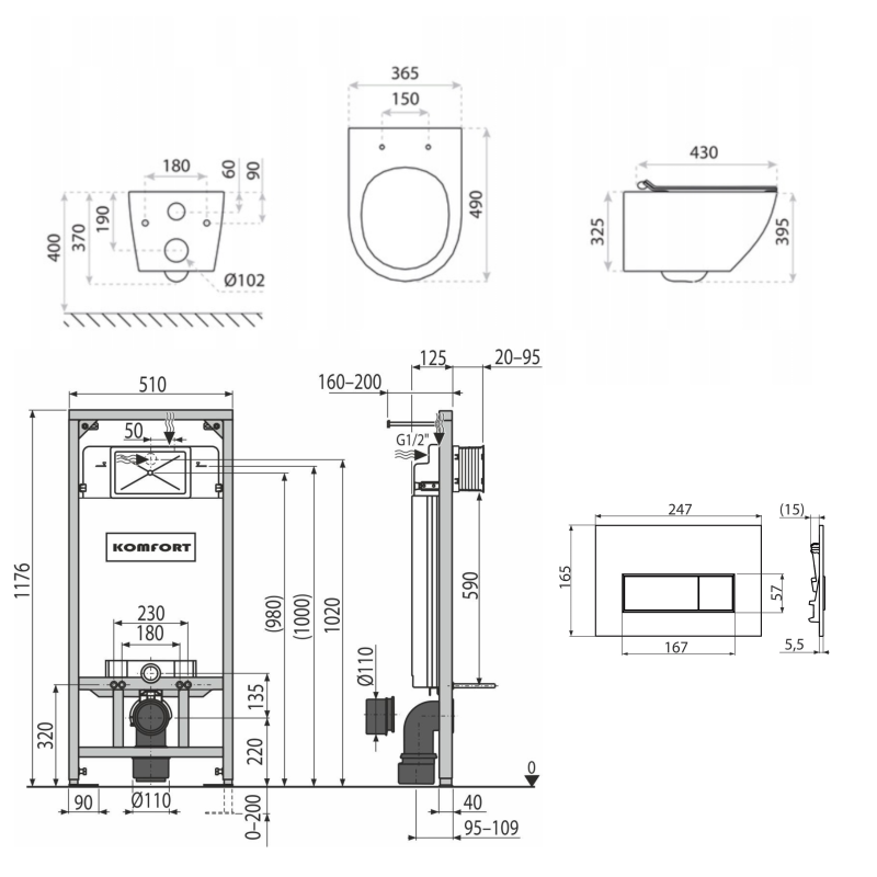 Zestaw WC Stelaż Komfort Miska Lavita Sofii 5w1 przycisk Alcaplast biały