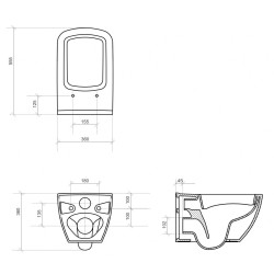 Miska Wisząca METROPOLITAN DIAGO z Slim Deska – SET B139