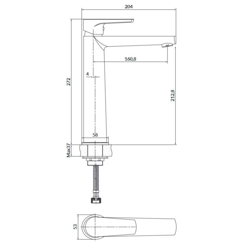 Cersanit Moduo bateria wysoka umywalkowa chromowana