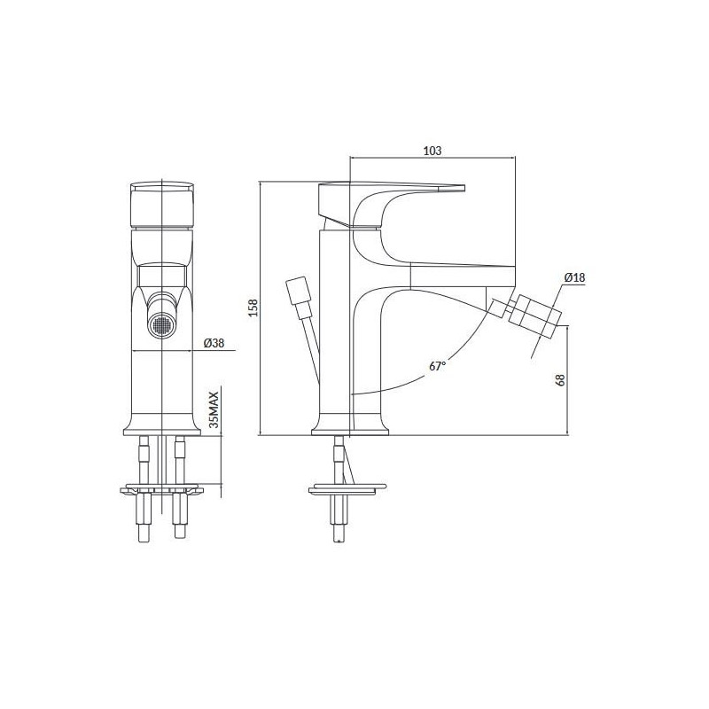 Cersanit Inverto bateria bidetowa chrom