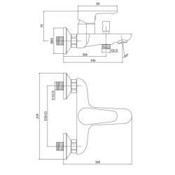 Cersanit bateria wannowo-natryskowa chromowana