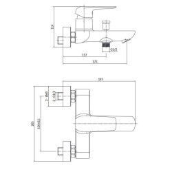 Cersanit City bateria wannowo-natryskowa chromowana