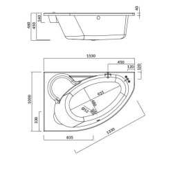 Wanna Cersanit Kaliope 153x100 cm Lewa - akrylowa z syfonem i nóżkami