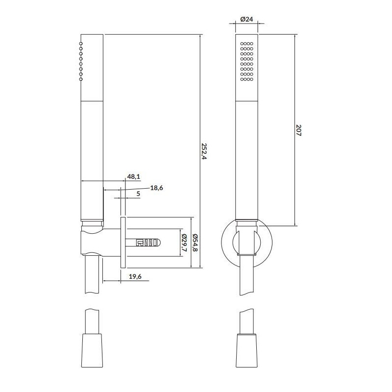 Cersanit Zestaw natryskowy Larga Gold z uchwytem punktowym Złoty mat