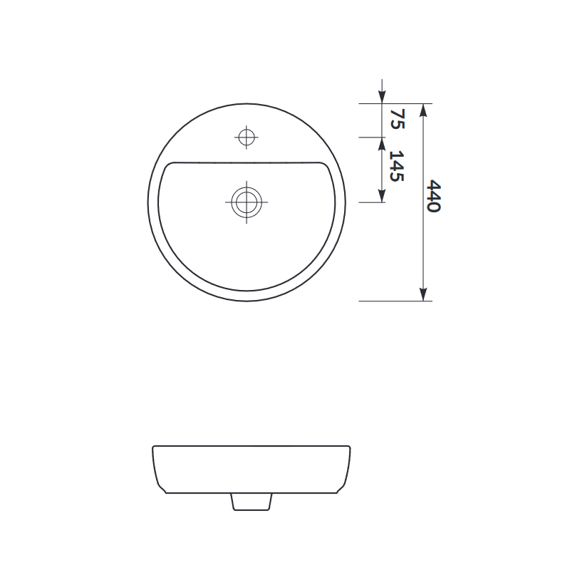 Cersanit umywalka biała Caspia okrągła 44 cm