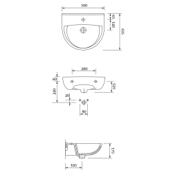 Cersanit Mito Umywalka President 50cm z Otworem na baterię - K08-004