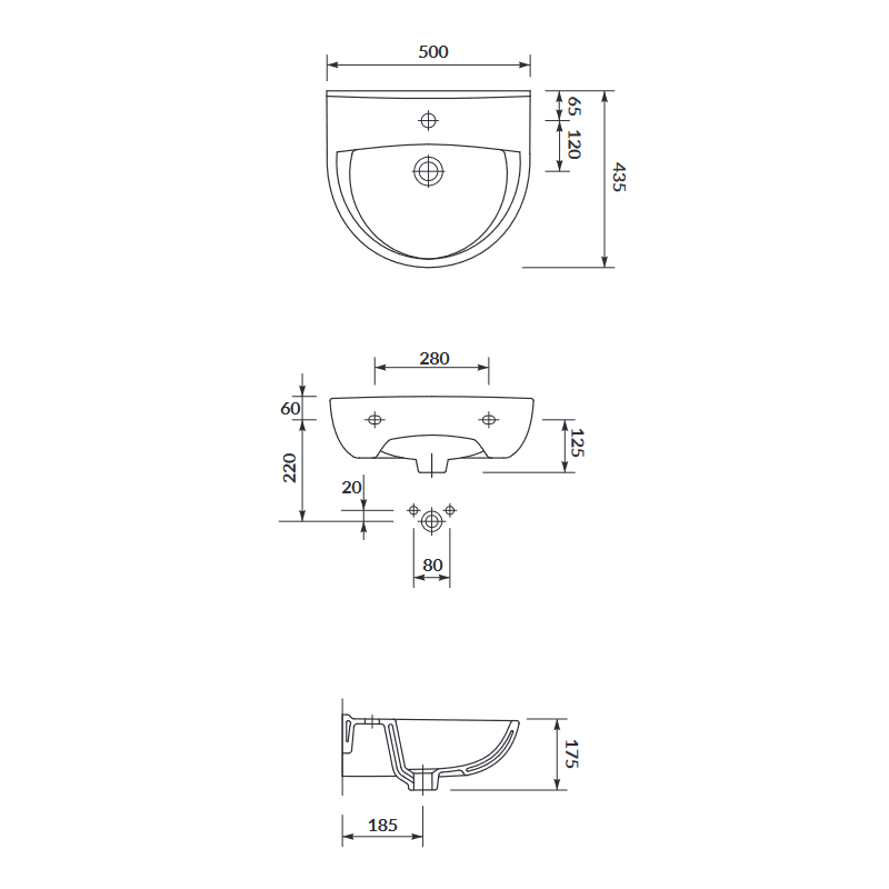Cersanit Mito Umywalka President 50cm z Otworem na baterię - K08-004