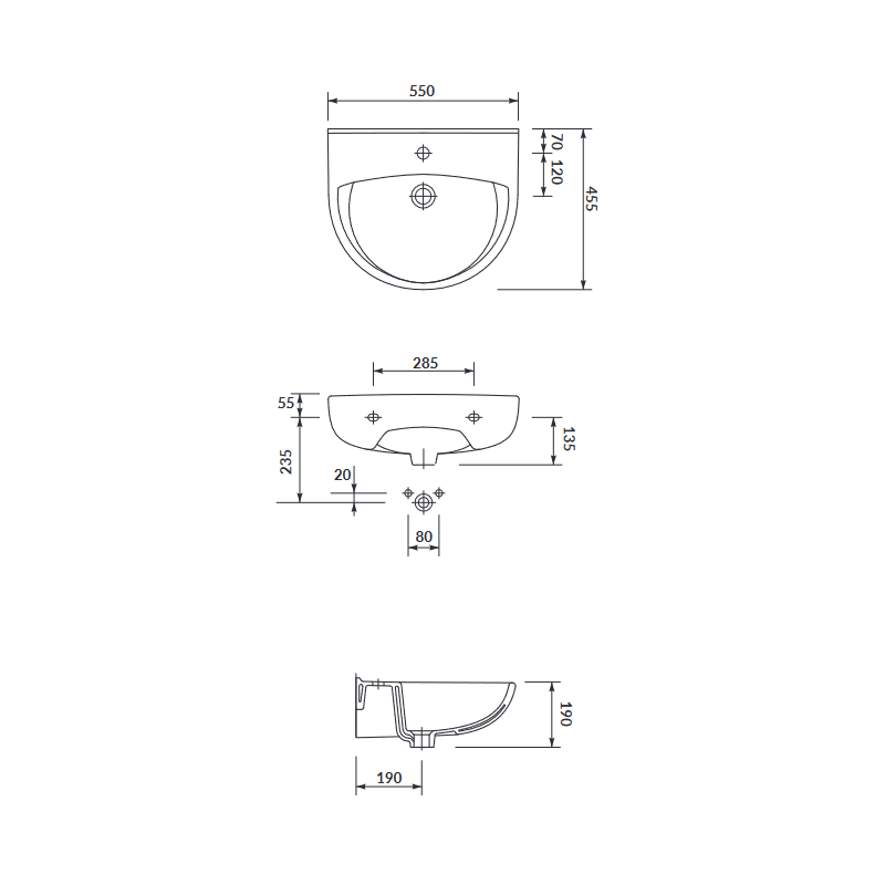 Cersanit Mito Umywalka President 55cm z Otworem na baterię K08-007
