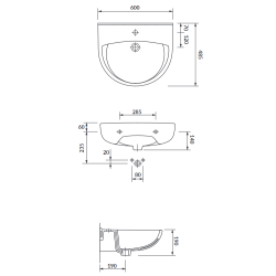 Cersanit Mito Umywalka President 60cm z Otworem na baterię K08-010