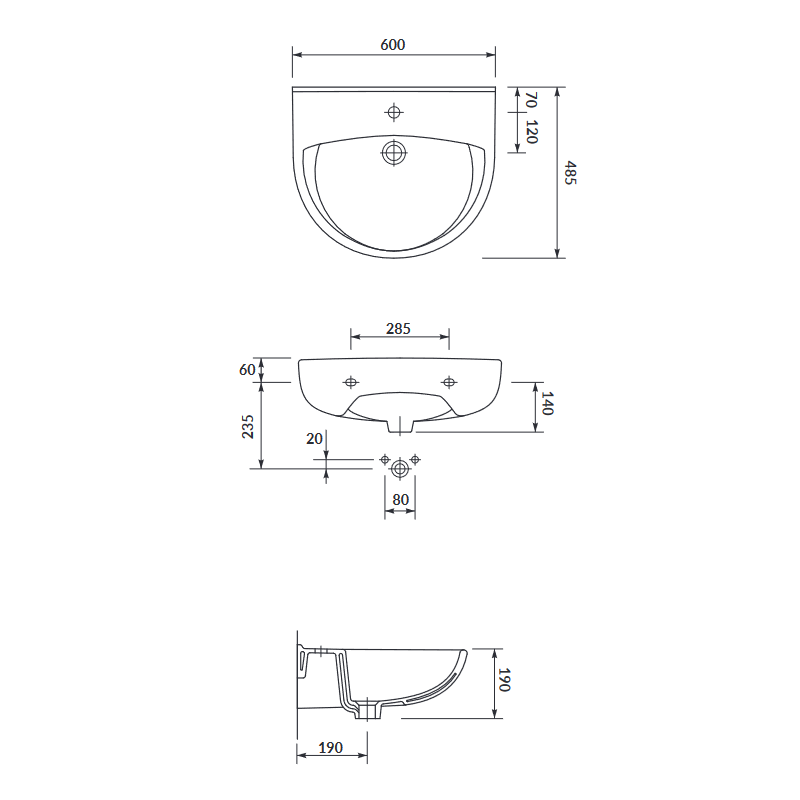 Cersanit Mito Umywalka President 60cm z Otworem na baterię K08-010