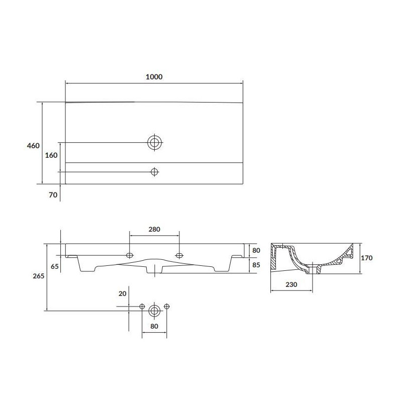 Cersanit Larga umywalka 100x46 cm meblowa prostokątna biała