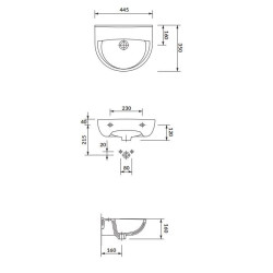 Cersanit mito umywalka President 45cm bez otworu -ceramiczna