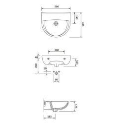 Cersanit mito umywalka ceramiczna wisząca President 50 cm, bez otworu