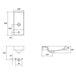 Cersanit Larga umywalka 50x22 cm prostokątna meblowa biała