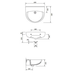 Cersanit mito President 60 cm Umywalka Wisząca Ceramiczna Bez Otworu