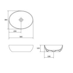 Cersanit Umywalka nablatowa Larga elipsa 50x38 antracyt mat
