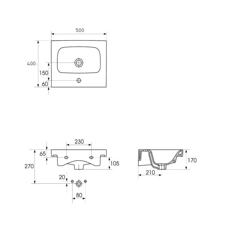 Cersanit Moduo umywalka 50x40 cm meblowa biała