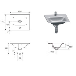 Cersanit Umywalka ceramiczna wpuszczana Moduo 50