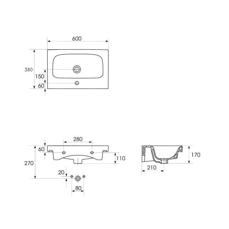 Cersanit umywalka biała meblowa Moduo Slim 60x38 cm