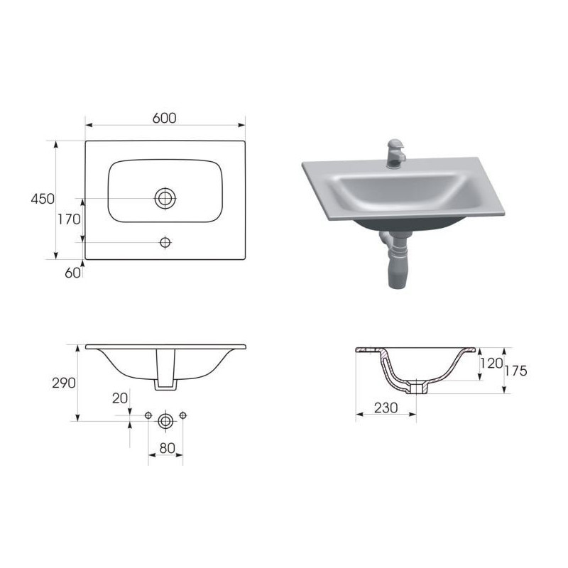 Cersanit Umywalka ceramiczna wpuszczana Moduo 60