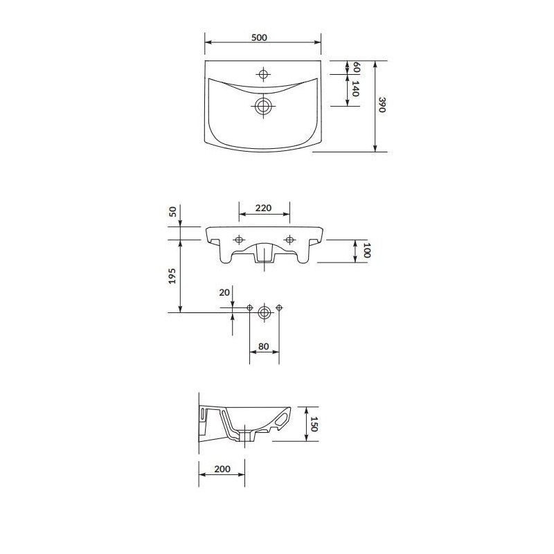 Cersanit Umywalka ceramiczna ścienna Carina 50 cm