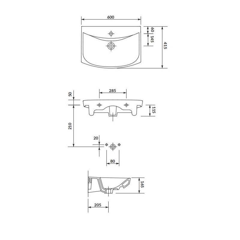 Cersanit Umywalka ceramiczna ścienna Carina 60 cm