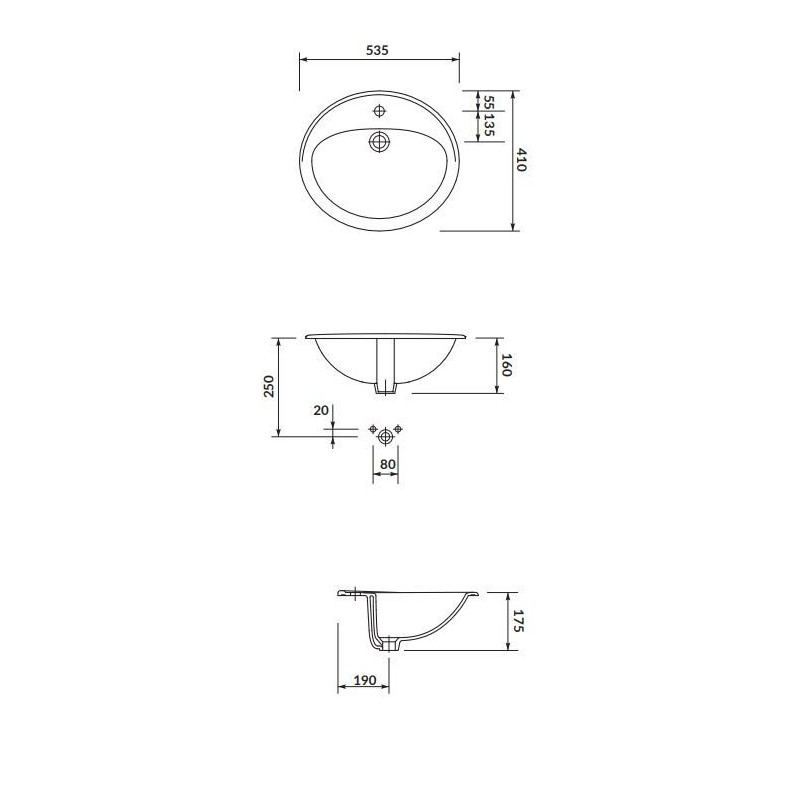 Cersanit Umywalka ceramiczna wpuszczana Calla 54