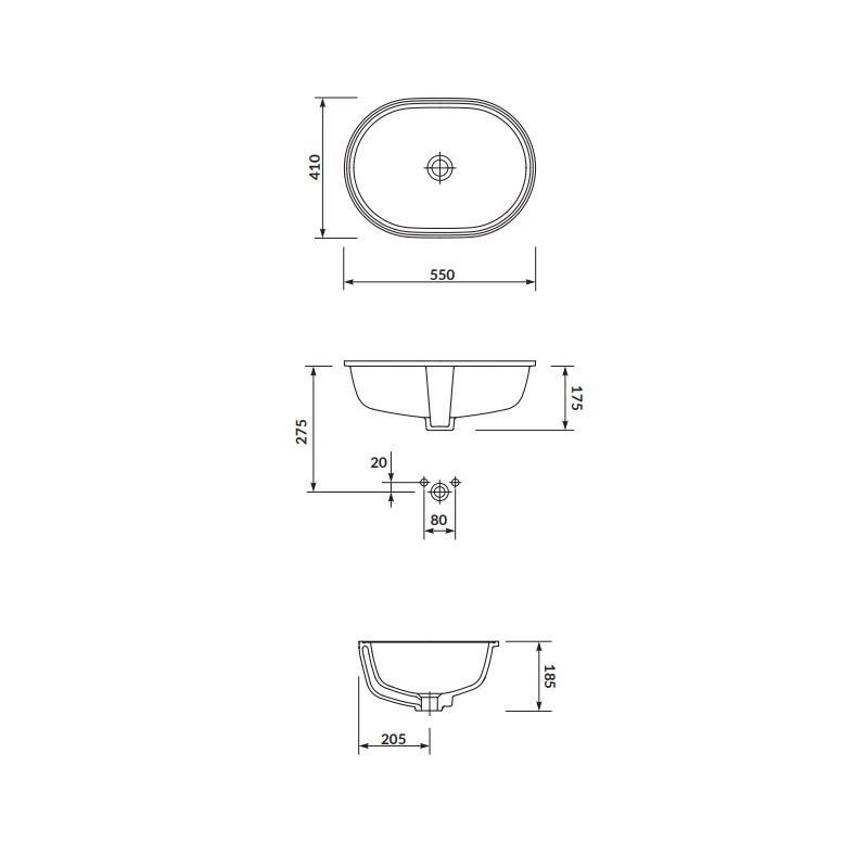 Cersanit Umywalka ceramiczna wpuszczana Caspia 55