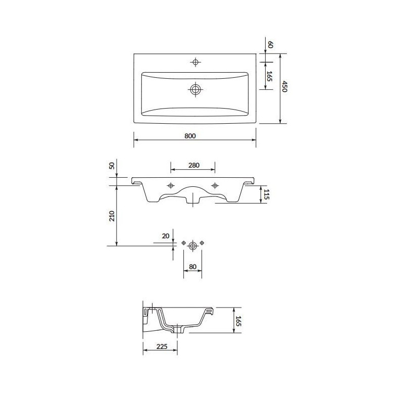 Cersanit Umywalka ceramiczna meblowa Como 80 cm