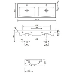 Cersanit ceramiczna podwójna meblowa Crea 120 cm