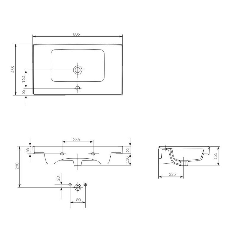 Cersanit umywalka ceramiczna meblowa Crea 80 cm
