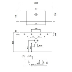 Cersanit Inverto umywalka biała 100cm