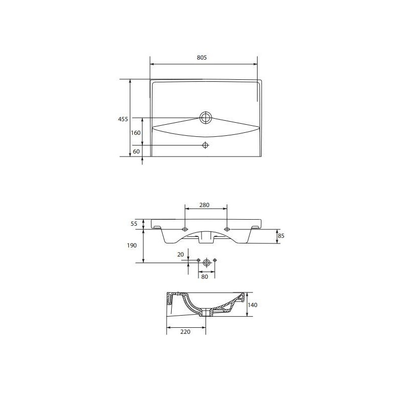 Cersanit City umywalka biała 80cm