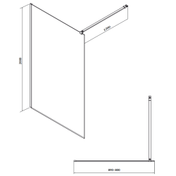 Cersanit Mille kabina walk-in czarna szkło transparentne 90x200