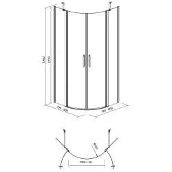 Cersanit Kabina półokrągła MODUO 80x80x195