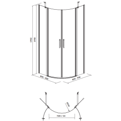 Cersanit Kabina półokrągła MODUO 90x90x195
