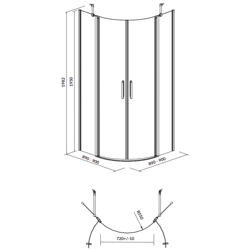 Cersanit Kabina półokrągła MODUO 90x90x195