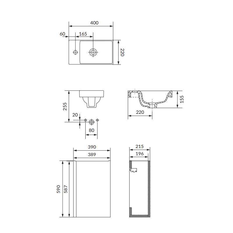 Cersanit zestaw z umywalką MODUO 40 w antracytowym wykończeniu