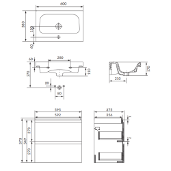 Cersanit Moduo Slim 60 szafka z umywalką w kolorze antracytowym