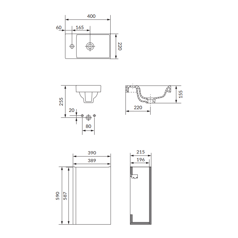 Cersanit Szafka z Umywalką MODUO 40 Antracyt