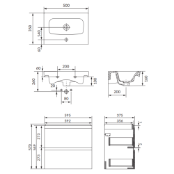 Cersanit zestaw łazienkowy MODUO 60 z szafką i umywalką, kolor antracytowy